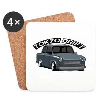 Retro Car Drift Graphics - Coasters (set of 4) - white - Front