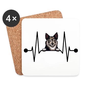 Suédois Vallhund Västgötaspets Heartbeat Peeking - Dessous de verre (lot de 4) - blanc - Devant