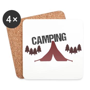 Sunset Forest Camping Tent - Coasters (set of 4) - white - Front