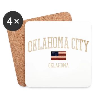 Oklahoma City Vintage Flag-Style - Coasters (set of 4) - white - Front