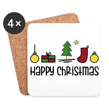 Happy Christmas - Coasters (set of 4) - white - Front
