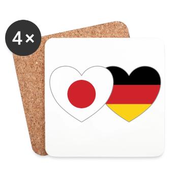 Japan Deutschland Flagge Herz - Untersetzer (4er-Set) - Weiß - Vorne
