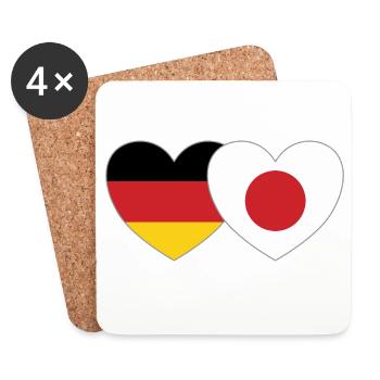 Deutschland Japan Flagge Herz - Untersetzer (4er-Set) - Weiß - Vorne