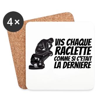 raclette, fromage fondu - Dessous de verre (lot de 4) - blanc - Devant