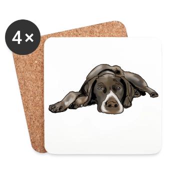 Pointer Deutsch Kurzhaar - Untersetzer (4er-Set) - Weiß - Vorne