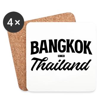 Lettrage vintage Bangkok Thaïlande - Dessous de verre (lot de 4) - blanc - Devant