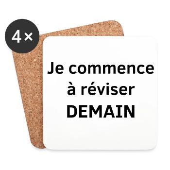 Je commence à réviser DEMAIN - Dessous de verre (lot de 4) - blanc - Devant