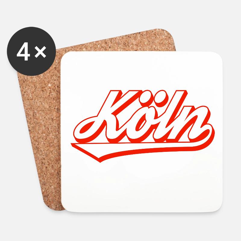 Köln Schriftzug Design mit roter Kontur - Untersetzer (4er-Set) - Weiß