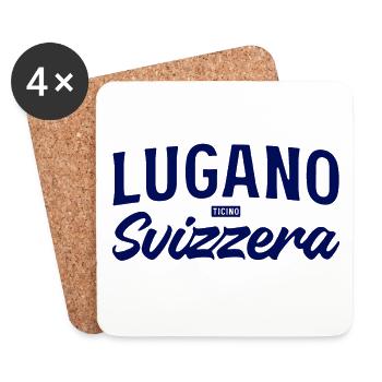 Lugano Svizzera Script Design - Untersetzer (4er-Set) - Weiß - Vorne