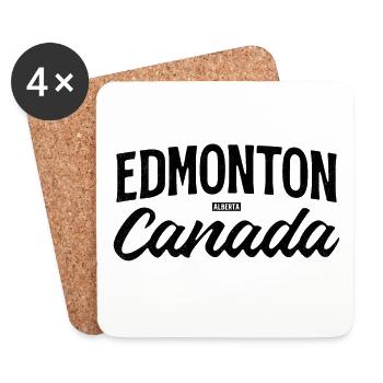 Edmonton, Alberta, Canada – Lettrage vintage - Dessous de verre (lot de 4) - blanc - Devant