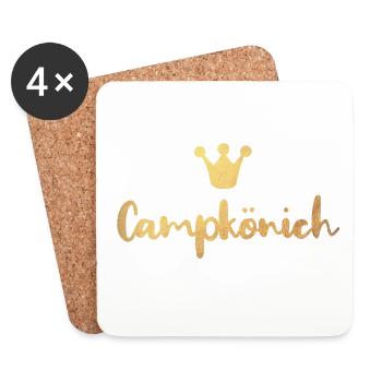 Camping King Gold Camper Luxury Glamping Crown - Coasters (set of 4) - white - Front