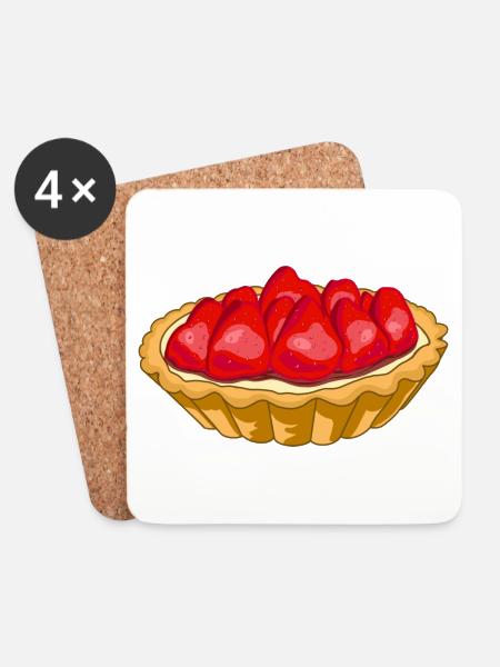 Erdbeer-Tarte - Untersetzer (4er-Set) - Weiß