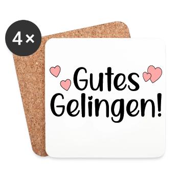 GUTES GELINGEN SPRÜCHE - ERFOLG - Untersetzer (4er-Set) - Weiß - Vorne