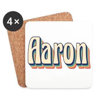 Aaron T-Shirt Retro T-Shirt Vintage Geschenkidee - Untersetzer (4er-Set) - Weiß - Vorne