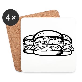 Burger Icon Symbol Illustration Grafik Essen Logo - Untersetzer (4er-Set) - Weiß - Vorne