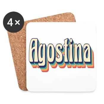 Vintage rétro Agostina T-Shirt cadeau T-Shirt - Dessous de verre (lot de 4) - blanc - Devant