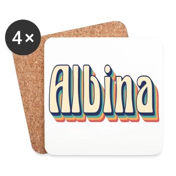 Vintage rétro Albina T-Shirt cadeau T-Shirt - Dessous de verre (lot de 4) - blanc - Devant