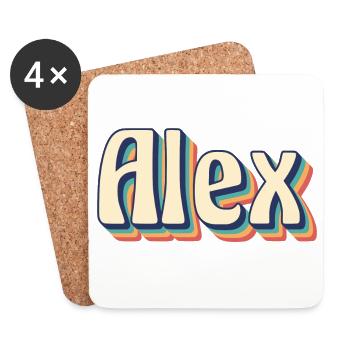 Alex t-shirt rétro vintage t-shirt idée cadeau - Dessous de verre (lot de 4) - blanc - Devant