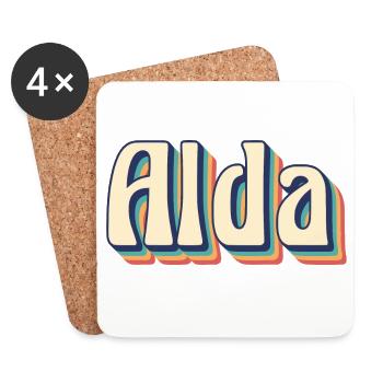 Alda Retro Vintage T-Shirt Geschenkidee T-Shirt - Untersetzer (4er-Set) - Weiß - Vorne