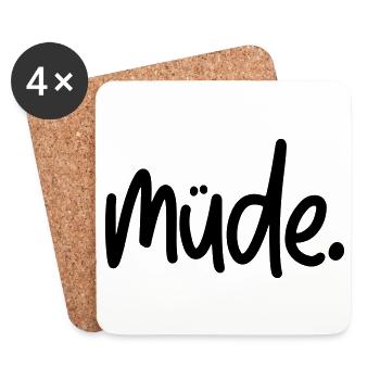 Müde - Untersetzer (4er-Set) - Weiß - Vorne