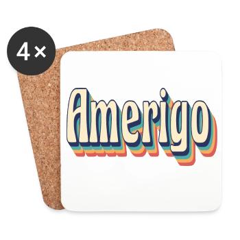 Amerigo retro vintage t-shirt t-shirt gift idea - Coasters (set of 4) - white - Front