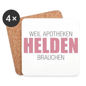 Weil Apotheken Helden brauchen - Untersetzer (4er-Set) - Weiß - Vorne