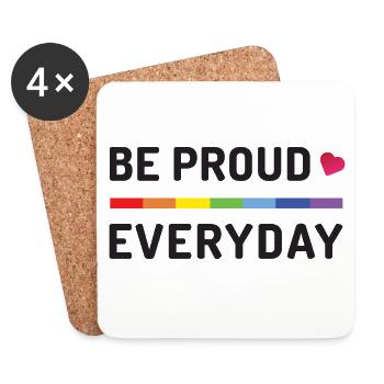 LGBT Pride Month - Sei jeden Tag stolz - Untersetzer (4er-Set) - Weiß - Vorne