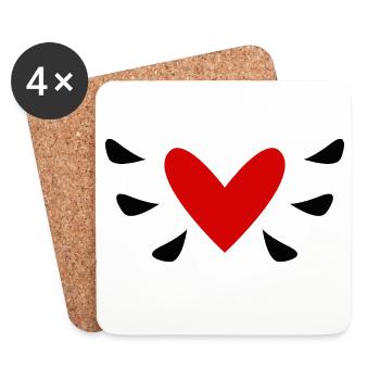 MOM. MOTHER'S DAY. HEART. FEAST. HAPPY BIRTHDAY - Coasters (set of 4) - white - Front