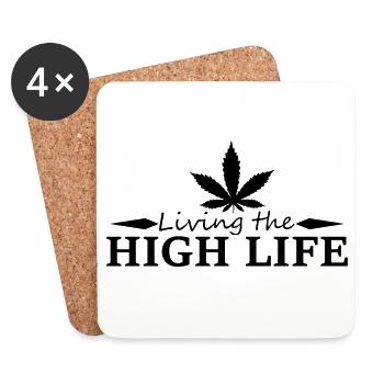 Cannabis Hight life black - Untersetzer (4er-Set) - Weiß - Vorne