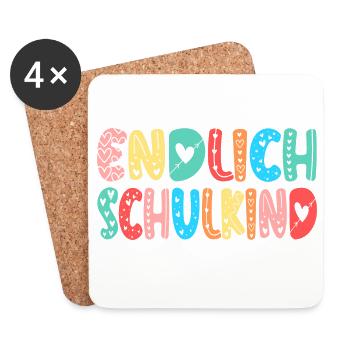 EINSCHULUNG ENDLICH SCHULKIND HERZ - Untersetzer (4er-Set) - Weiß - Vorne