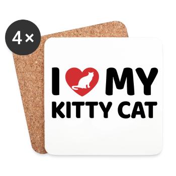 I Love my Kitty Cat - Coasters (set of 4) - white - Front