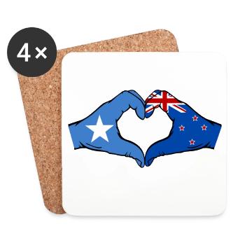 Somalia New Zealand Flag Hands Heart Shape - Coasters (set of 4) - white - Front