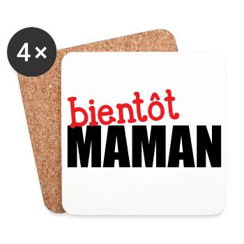 bientôt Maman ! Cadeau de grossesse - Dessous de verre (lot de 4) - blanc - Devant