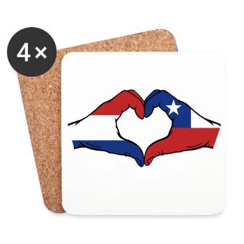 Holland Chile Flag Hands Heart Shape - Coasters (set of 4) - white - Front