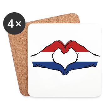 Holland Flag Hands Heart Shape - Coasters (set of 4) - white - Front