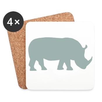 Rhinoceros - Coasters (set of 4) - white - Front