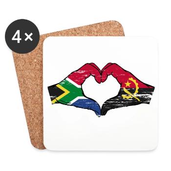 South Africa Angola flag hands heart shape used - Coasters (set of 4) - white - Front