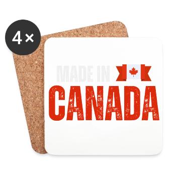 Fabriqué au Canada, fierté canadienne - Dessous de verre (lot de 4) - blanc - Devant