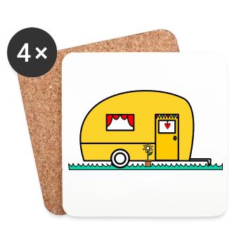 CAMPING. CAMP. I CAN'T. HUMOR. HOLIDAY - Coasters (set of 4) - white - Front