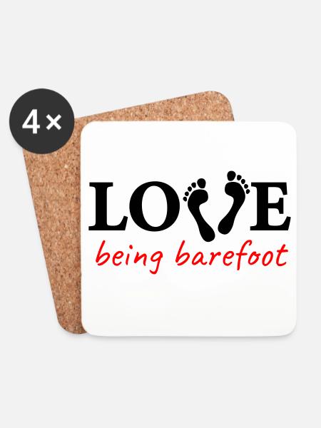 love being barefoot Version 2 - love to be barefoot - Coasters (set of 4) - white