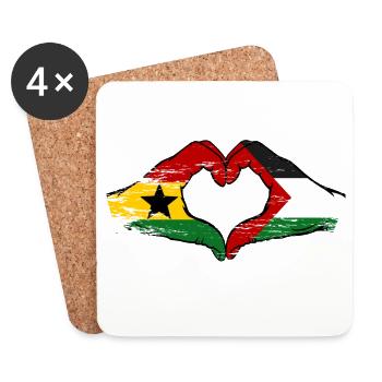 Ghana Palestine Flag Hands Heart Shape Used - Coasters (set of 4) - white - Front