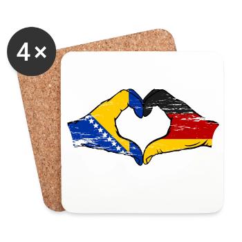 Bosnien Deutschland Flagge Hände Herzform used - Untersetzer (4er-Set) - Weiß - Vorne