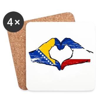 Bosnien Holland Flagge Hände Herzform used - Untersetzer (4er-Set) - Weiß - Vorne