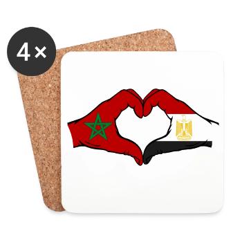 Morocco Egypt Flag Hands Heart Shape - Coasters (set of 4) - white - Front