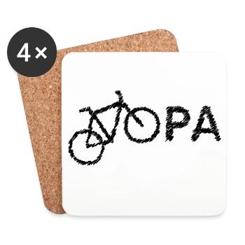 bester Opa Fahrrad Mountainbike Radeln Kritzeln - Untersetzer (4er-Set) - Weiß - Vorne