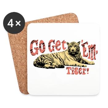 Go Get 'Em, Tiger! – Motivational Tiger - Coasters (set of 4) - white - Front