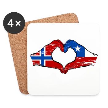 Norwegen Chile Flagge Hände Herzform used - Untersetzer (4er-Set) - Weiß - Vorne