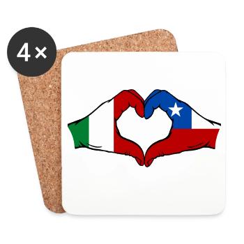 Italien Chile Flagge Hände Herzform - Untersetzer (4er-Set) - Weiß - Vorne