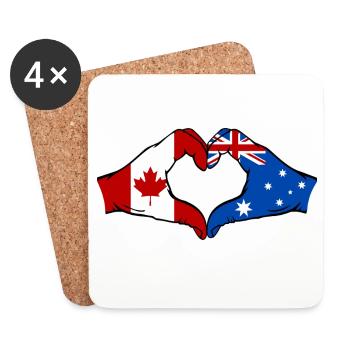 Kanada Australien Flagge Hände Herzform - Untersetzer (4er-Set) - Weiß - Vorne