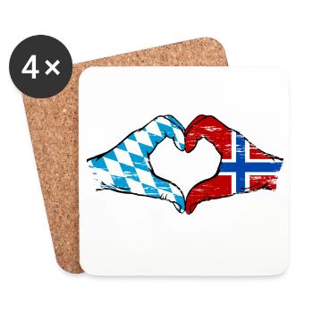 Bavaria Norway Flag Hands Heart Shape Used - Coasters (set of 4) - white - Front